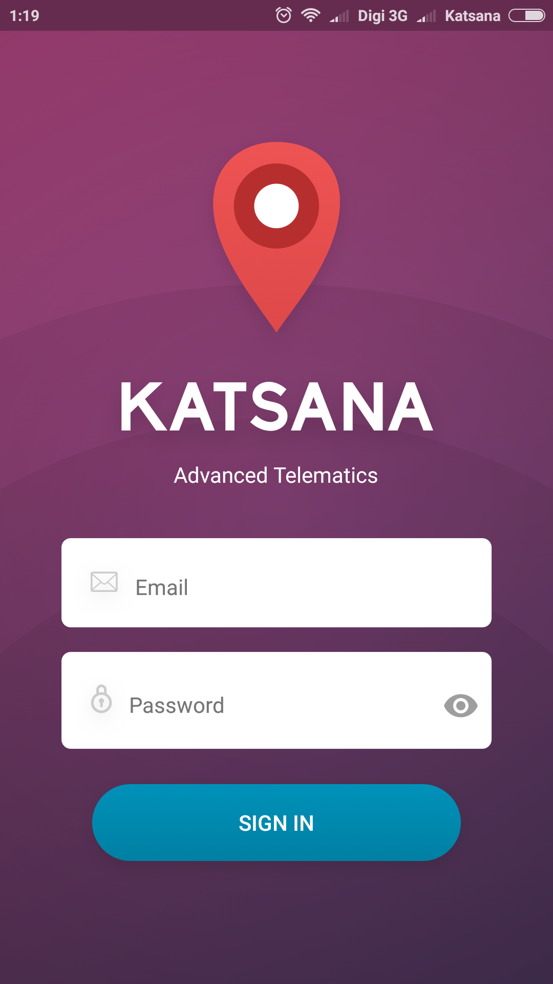 Katsana for Android Login Page